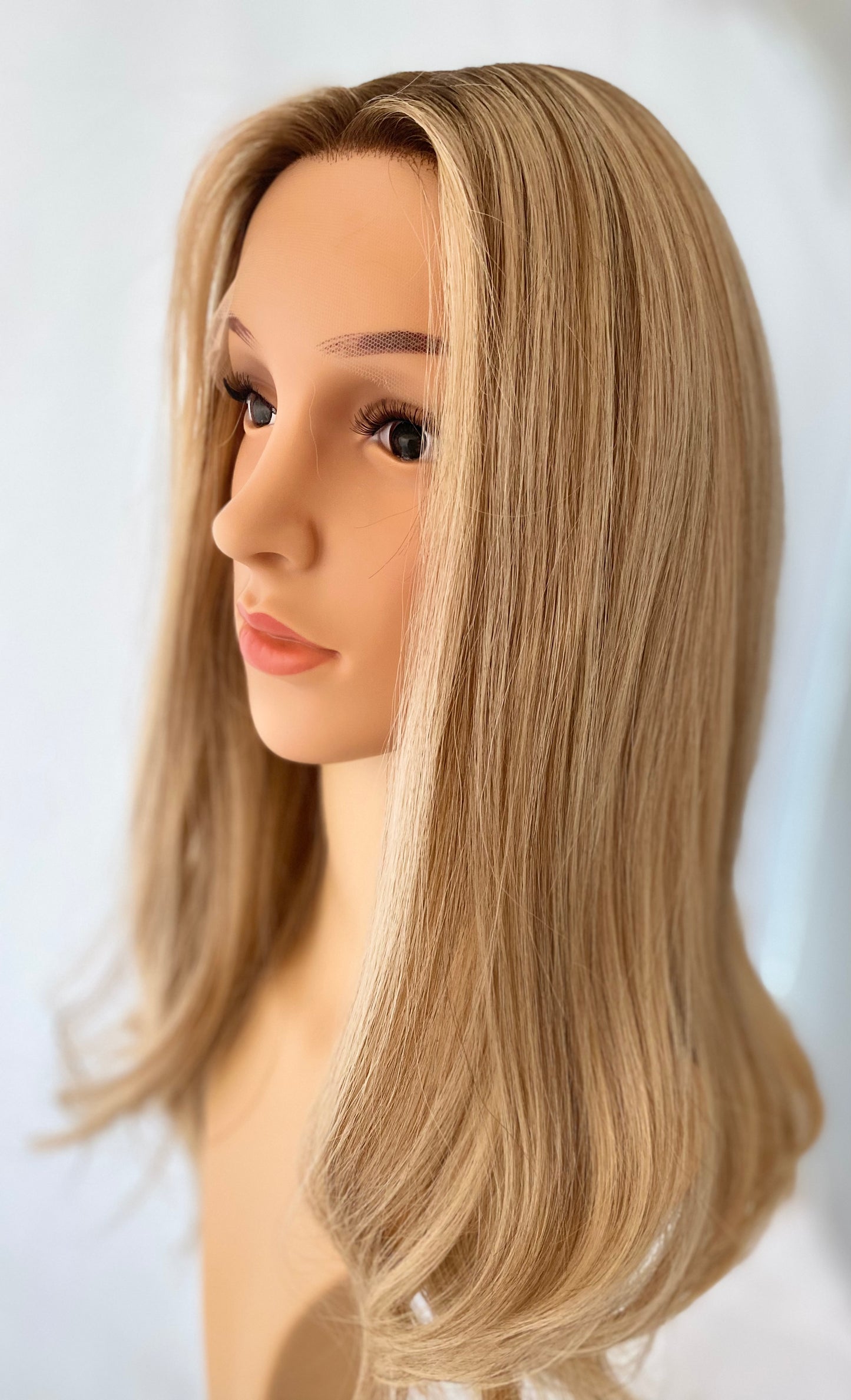 iWig Premium Echthaar-Perücke Champagner-Blond