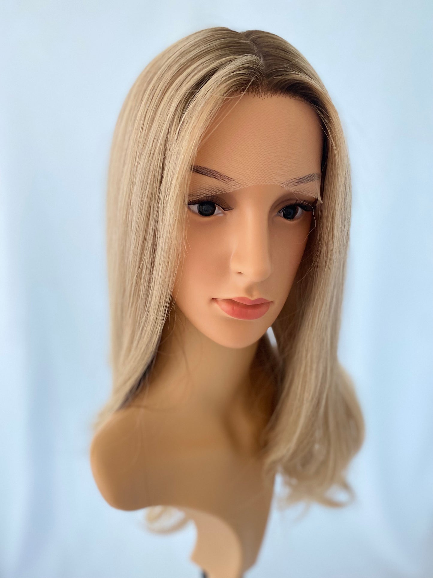 iWig Premium Echthaar-Perücke Champagner-Blond